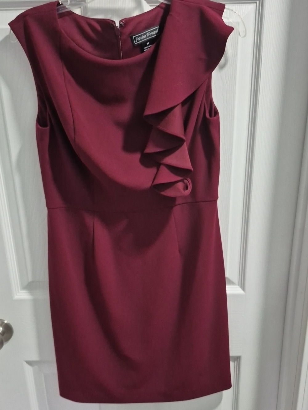 Jessica Howard Burgundy Ruffle Sheath Dress
